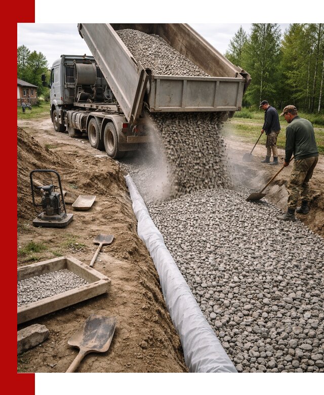 Гравий для дренажа с доставкой в Шарыпове качественный и недорогой