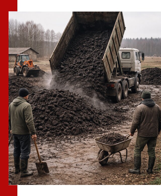 Доставка низинного торфа с разгрузкой и доставкой в Шарыпове