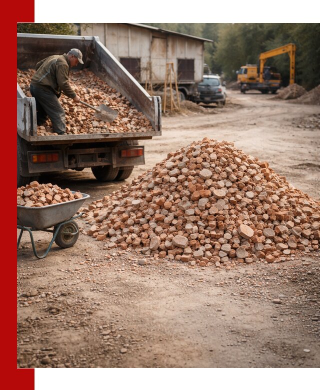 Доставка и подушка из боя кирпича с разгрузкой в Шарыпове