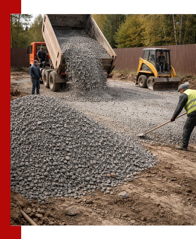Отсыпка участка щебнем с доставкой и уплотнением в Шарыпове