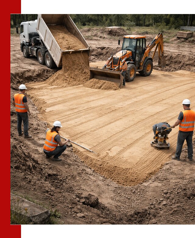 Устройство песчаной подушки для фундаментов и дорог в Шарыпове